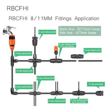 Градински напоителен маркуч Съединител за пръскачки Двойна шипка Тройник Коляно Eng Щепсел Съединение на водопроводна тръба 8/11 Заключване на маркуча Фитинг за поливане