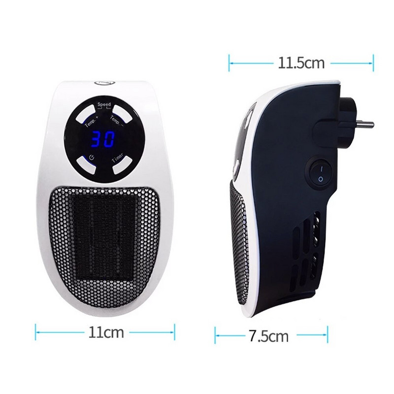 Преносим щепсел за електрически нагревател в стенен нагревател Стайна печка за отопление Мини домашен радиатор Дистанционна нагревателна машина за зимата 500 W