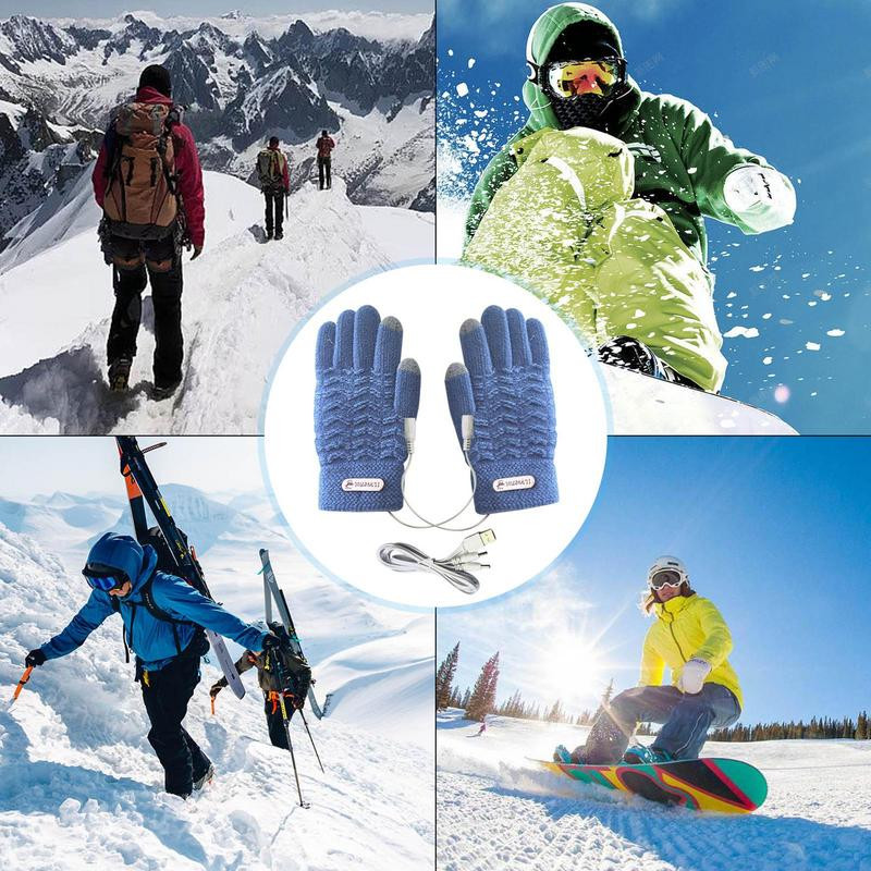 Зимни отопляеми ръкавици за езда USB зареждане Топли ръкавици за дейности на открито Ветроустойчива ръкавица Преносима нагревател за ръце
