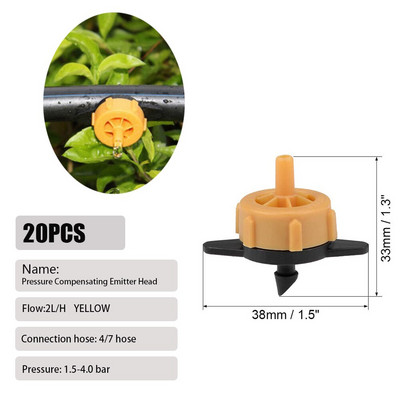 20/50PCS 2L/4L/8L/H Σταθερή ροή με αντιστάθμιση πίεσης σταλάκτη Σύστημα ποτίσματος Auto Micro Irrigation Εφαρμογή για σωλήνα 4/7 mm