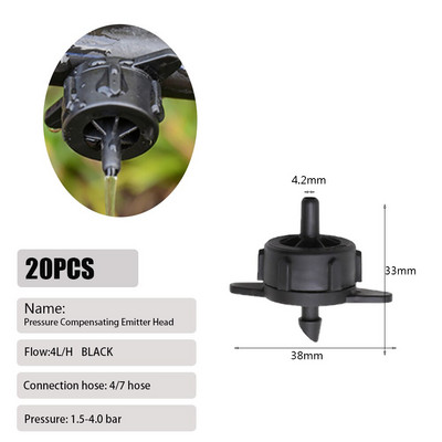 20/50PCS 2L/4L/8L/H Σταθερή ροή με αντιστάθμιση πίεσης σταλάκτη Σύστημα ποτίσματος Auto Micro Irrigation Εφαρμογή για σωλήνα 4/7 mm