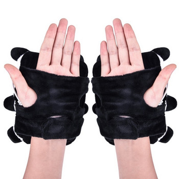 USB Θερμαινόμενα γάντια Ηλεκτρική θέρμανση με ρυθμιζόμενο γάντζο χωρίς δάχτυλα Χαριτωμένο βελούδινο θερμαντήρα χεριών σε σχήμα Panda 2,5 W