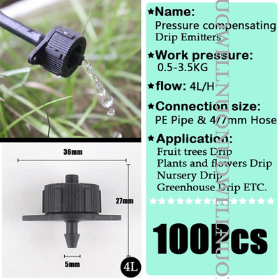 10~300Pcs Εκπομπός ποτίσματος κήπου 2L 4L 8L ροής Αποσπώμενος Αντιστάθμιση πίεσης Orchard Sprinkler PP-Plastic Irrigation Dripper