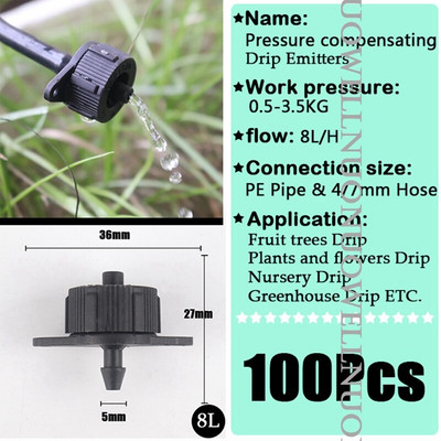 10~300Pcs Εκπομπός ποτίσματος κήπου 2L 4L 8L ροής Αποσπώμενος Αντιστάθμιση πίεσης Orchard Sprinkler PP-Plastic Irrigation Dripper