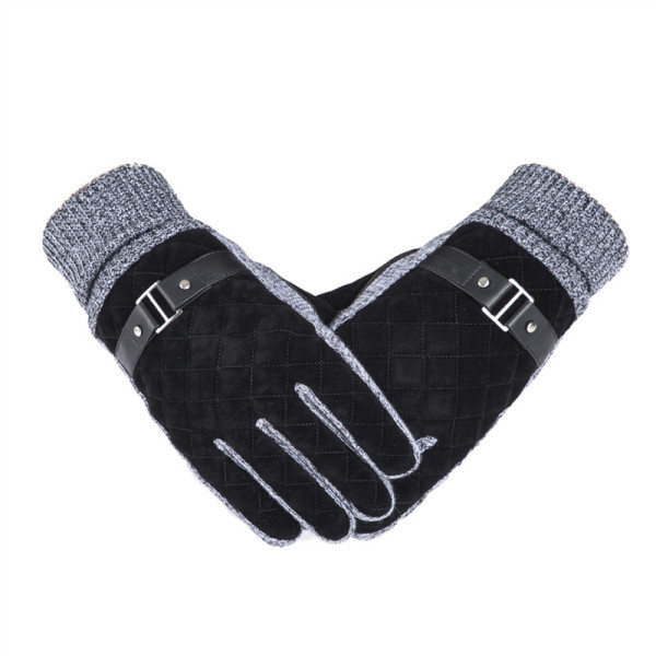 Мъжки ръкавици от еко велур и плетиво