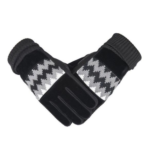 Мъжки ръкавици от еко велур и плетиво