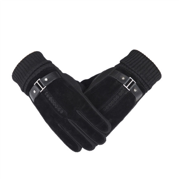 Мъжки ръкавици от еко велур и плетиво