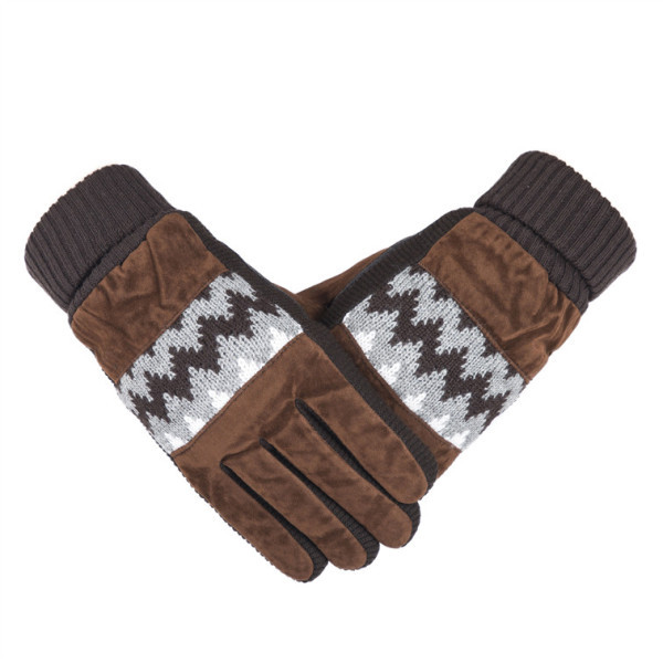 Мъжки ръкавици от еко велур и плетиво