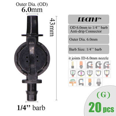 RBCFHI ID-6.0/7.5mm Υποδοχές για Garden ID/OD-6.0/7.5mm Micro Nozzles Sprinklers Πότισμα Πότισμα Προσαρμογέας Πασσάλων