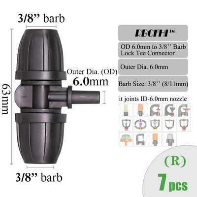 RBCFHI ID-6.0/7.5mm Υποδοχές για Garden ID/OD-6.0/7.5mm Micro Nozzles Sprinklers Πότισμα Πότισμα Προσαρμογέας Πασσάλων