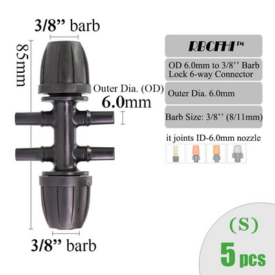 RBCFHI ID-6.0/7.5mm Υποδοχές για Garden ID/OD-6.0/7.5mm Micro Nozzles Sprinklers Πότισμα Πότισμα Προσαρμογέας Πασσάλων