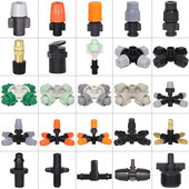 Ρυθμιζόμενο ακροφύσιο ψύξης ψεκασμού Garden Watering Irrigation Dripper Sprinkler Cross Misting Atomization System with 6mm Connector