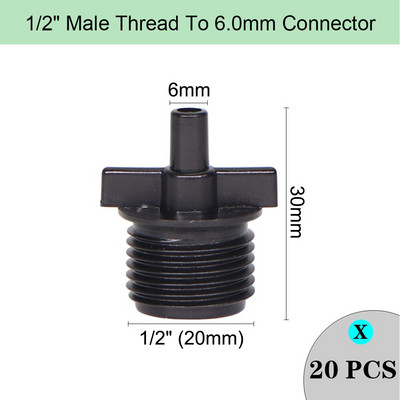 Ρυθμιζόμενο ακροφύσιο ψύξης ψεκασμού Garden Watering Irrigation Dripper Sprinkler Cross Misting Atomization System with 6mm Connector