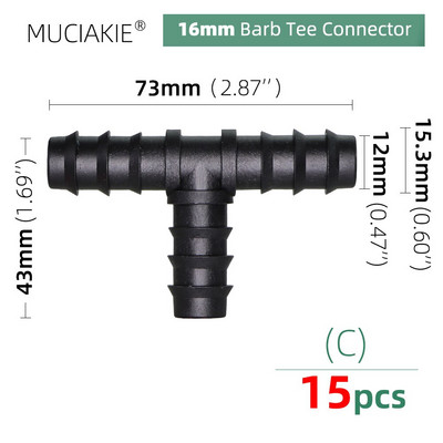 MUCIAKIE 16 20 25mm Σωλήνες σύνδεσης νερού ίσος προσαρμογέας ζεύξης Ebow Tee βύσμα σταγόνας Αγκαθωτά εξαρτήματα άρδευσης 1/2 3/4``