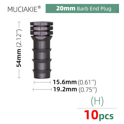 MUCIAKIE 16 20 25mm Σωλήνες σύνδεσης νερού ίσος προσαρμογέας ζεύξης Ebow Tee βύσμα σταγόνας Αγκαθωτά εξαρτήματα άρδευσης 1/2 3/4``