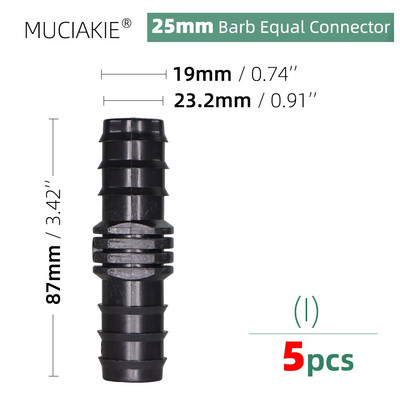 MUCIAKIE 16 20 25mm Σωλήνες σύνδεσης νερού ίσος προσαρμογέας ζεύξης Ebow Tee βύσμα σταγόνας Αγκαθωτά εξαρτήματα άρδευσης 1/2 3/4``