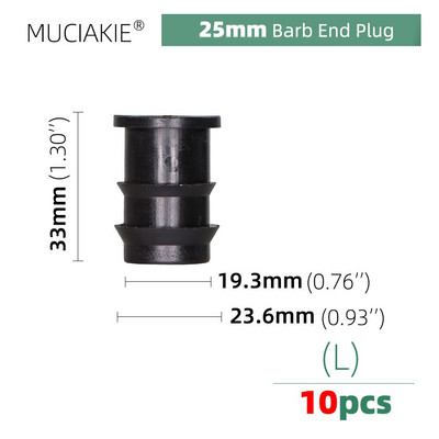 MUCIAKIE 16 20 25mm Σωλήνες σύνδεσης νερού ίσος προσαρμογέας ζεύξης Ebow Tee βύσμα σταγόνας Αγκαθωτά εξαρτήματα άρδευσης 1/2 3/4``