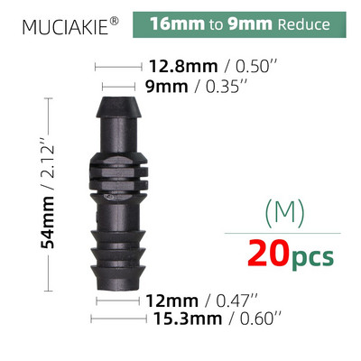 MUCIAKIE 16 20 25mm Σωλήνες σύνδεσης νερού ίσος προσαρμογέας ζεύξης Ebow Tee βύσμα σταγόνας Αγκαθωτά εξαρτήματα άρδευσης 1/2 3/4``