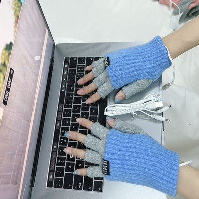 Πλέξιμο USB θερμαινόμενα γάντια Winterless Unisex Hand Warmer Cute διπλό ηλεκτρικό θερμαντήρα χεριών