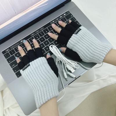 Πλέξιμο USB θερμαινόμενα γάντια Winterless Unisex Hand Warmer Cute διπλό ηλεκτρικό θερμαντήρα χεριών