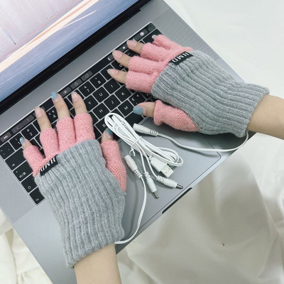 Πλέξιμο USB θερμαινόμενα γάντια Winterless Unisex Hand Warmer Cute διπλό ηλεκτρικό θερμαντήρα χεριών