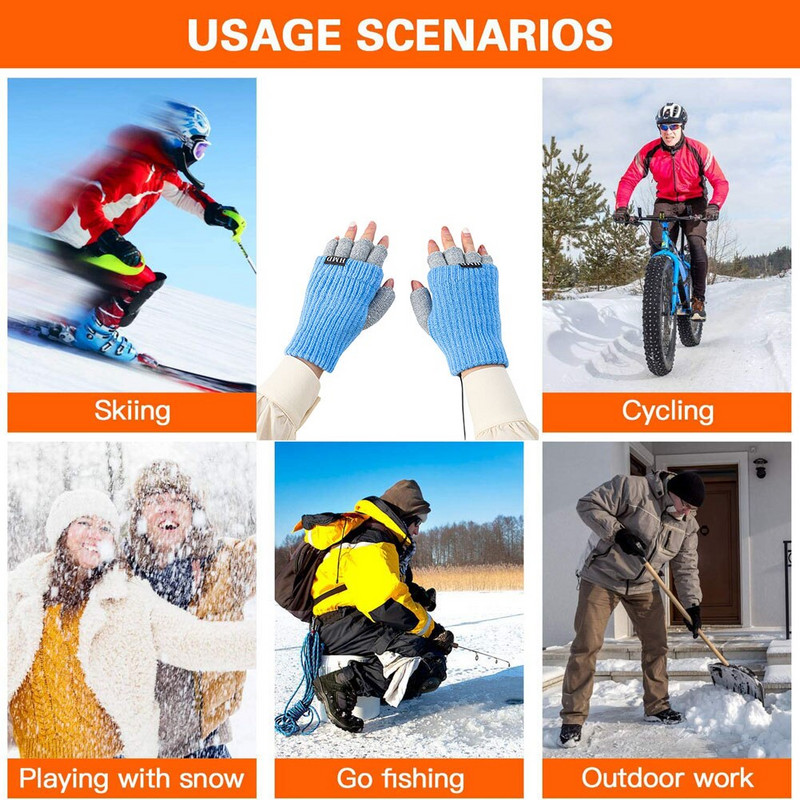 Плетене USB нагреваеми ръкавици Зимни унисекс нагреватели за ръце Сладък двоен електрически нагревател за ръце