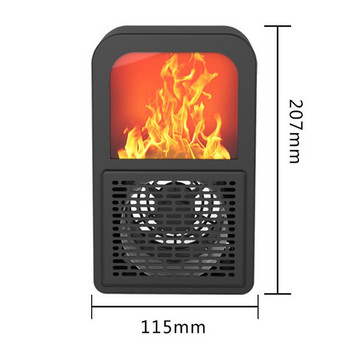 Τρισδιάστατος θερμαντήρας τζακιού με φλόγα Μίνι ηλεκτρικό θερμαντικό μηχάνημα χειμερινής εστίας Καλοριφέρ Ανεμιστήρας ζεστού αέρα για κοιτώνα γραφείου