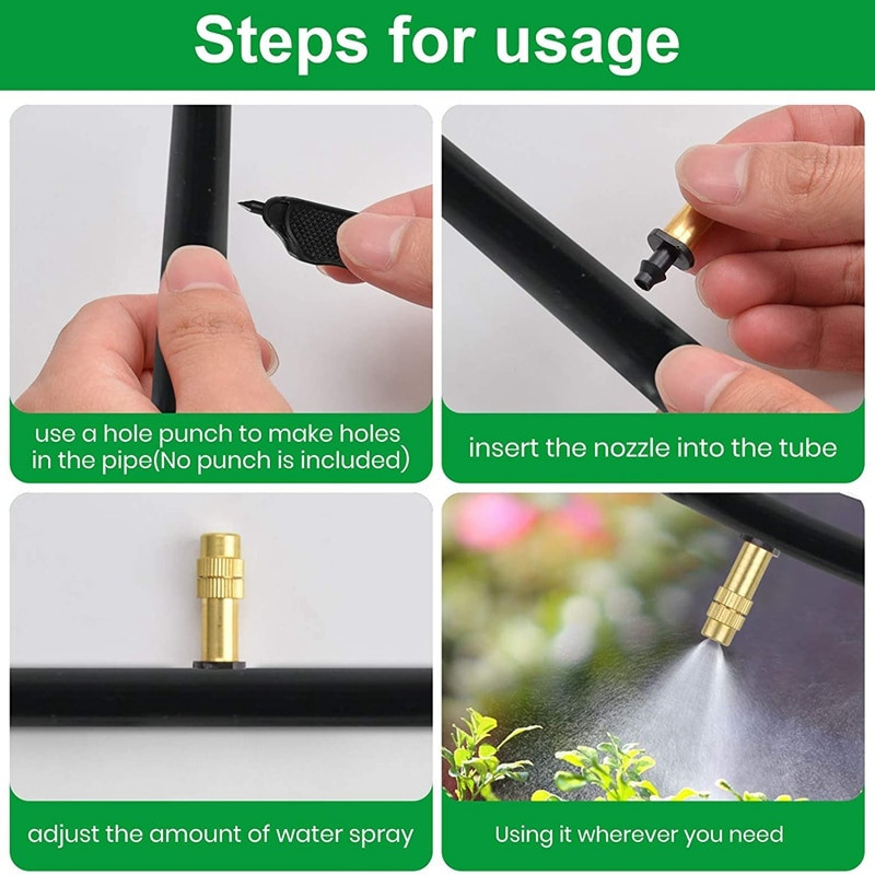 30 бр. Дюза за поливане Регулируема медна напоителна вода за мъгла Разпръсквателна глава Мини аксесоари за замъгляване на оранжерия