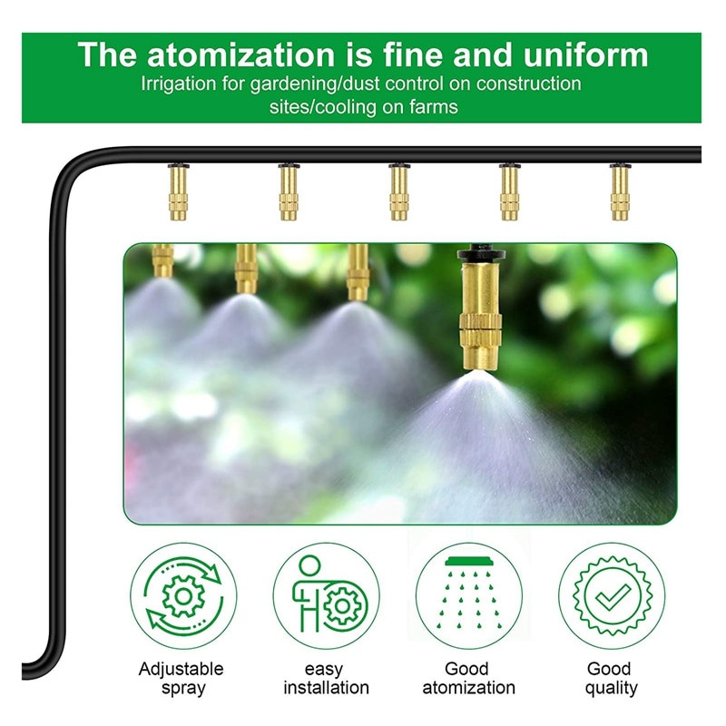 30 бр. Дюза за поливане Регулируема медна напоителна вода за мъгла Разпръсквателна глава Мини аксесоари за замъгляване на оранжерия