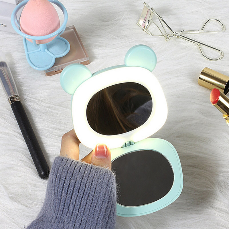 Преносимо козметично LED огледало за грим, светлина, нагревател за ръце, USB зареждане, електрически нагревател, сгъваемо огледало за красота за зимата