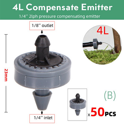 50-1000PCS 2L 4L 8L/H Pressure Compensate Emitter Garden Drip Compensation Regulator Irrigation Steady Flow 1/4` Hose Drippers
