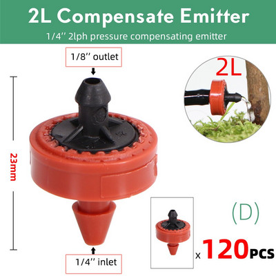 50-1000PCS 2L 4L 8L/H Pressure Compensate Emitter Garden Drip Compensation Regulator Irrigation Steady Flow 1/4` Hose Drippers