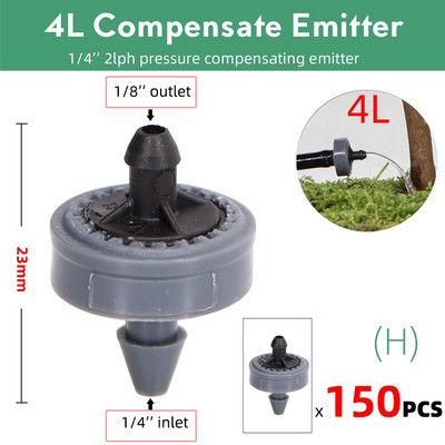 50-1000PCS 2L 4L 8L/H Pressure Compensate Emitter Garden Drip Compensation Regulator Irrigation Steady Flow 1/4` Hose Drippers