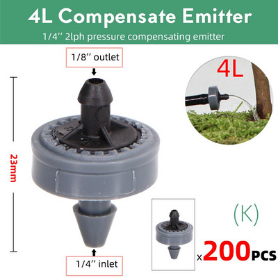 50-1000PCS 2L 4L 8L/H Pressure Compensate Emitter Garden Drip Compensation Regulator Irrigation Steady Flow 1/4` Hose Drippers