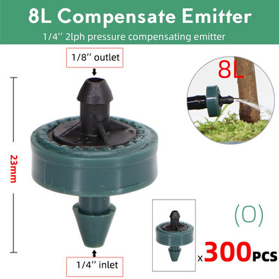 50-1000PCS 2L 4L 8L/H Pressure Compensate Emitter Garden Drip Compensation Regulator Irrigation Steady Flow 1/4` Hose Drippers