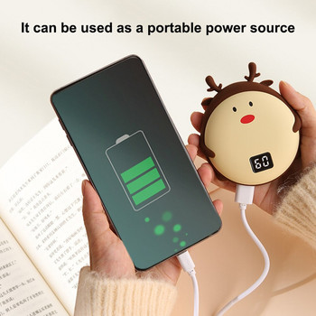 10000mAh Hand Warmer Power Bank Сладко животно Pikachu Shape LED Screen Warmer USB Charging Winter Heat Heater for Girl Women