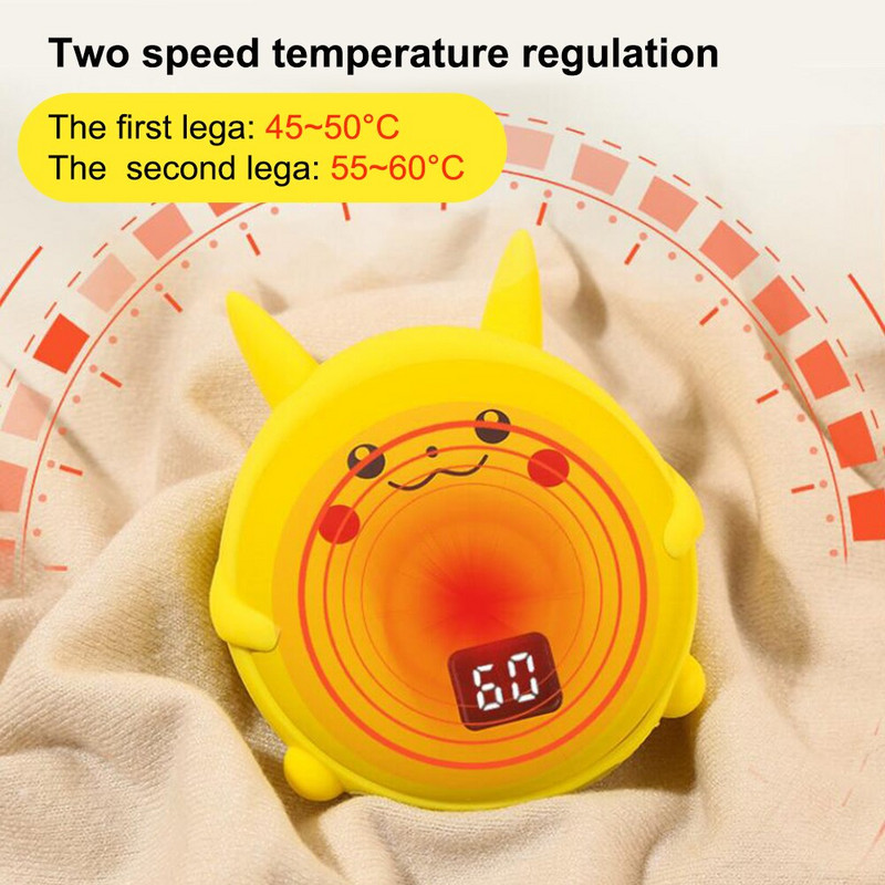 10000mAh Hand Warmer Power Bank Сладко животно Pikachu Shape LED Screen Warmer USB Charging Winter Heat Heater for Girl Women