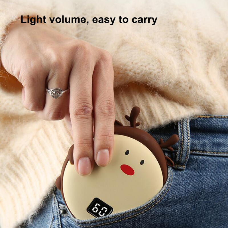 10000mAh Hand Warmer Power Bank Сладко животно Pikachu Shape LED Screen Warmer USB Charging Winter Heat Heater for Girl Women