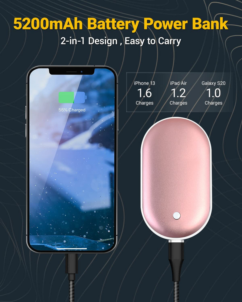 5200mAh Електрически нагревател за ръце USB акумулаторна зимна мобилна зарядна банка Мини електрически нагревател Топли инструменти за зимно отопление