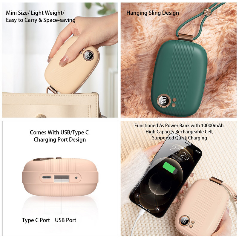 За Xiaomi Mini Hand Warmer 10000mAh Winter Hand Warmer Pocket Travel Fast Heating USB Акумулаторна домакинска външна удобна топла