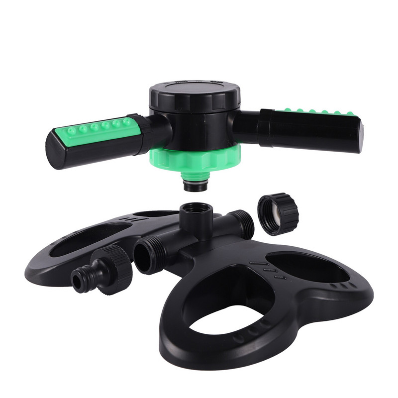 Регулируем на 360 градуса въртящ се спринклер с 3 рамена, автоматичен напоителен спринклер за градински селскостопански аксесоари за напояване