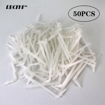 RBCFHI 50-1000PCS 1/4`` White Drip Emitter Curved Arrow Transparent Dripper Garden Plant Irrigation Sprinklers for 4/7mm Hose
