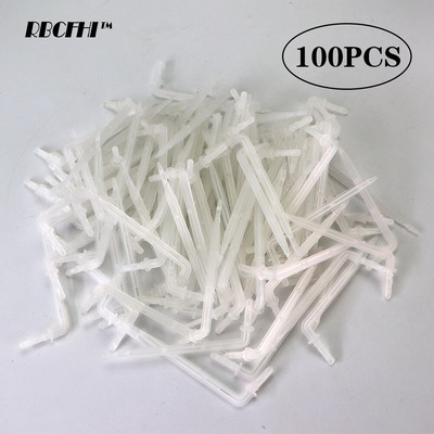 RBCFHI 50-1000PCS 1/4`` White Drip Emitter Curved Arrow Transparent Dripper Garden Plant Irrigation Sprinklers for 4/7mm Hose