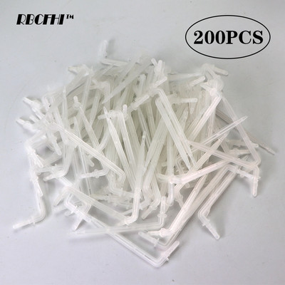 RBCFHI 50-1000PCS 1/4`` White Drip Emitter Curved Arrow Transparent Dripper Garden Plant Irrigation Sprinklers for 4/7mm Hose