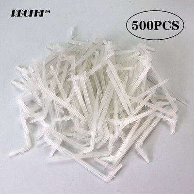 RBCFHI 50-1000PCS 1/4`` White Drip Emitter Curved Arrow Transparent Dripper Garden Plant Irrigation Sprinklers for 4/7mm Hose