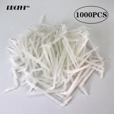 RBCFHI 50-1000PCS 1/4`` White Drip Emitter Curved Arrow Transparent Dripper Garden Plant Irrigation Sprinklers for 4/7mm Hose