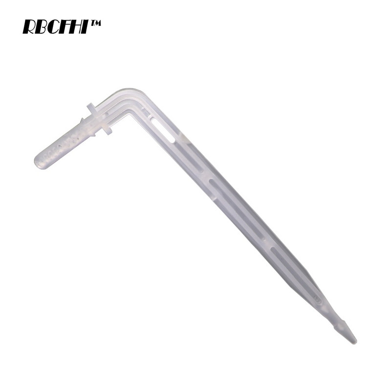 RBCFHI 50-1000PCS 1/4`` Бял капков емитер Извита стрелка Прозрачен капкомер Разпръсквачи за напояване на градински растения за 4/7 мм маркуч