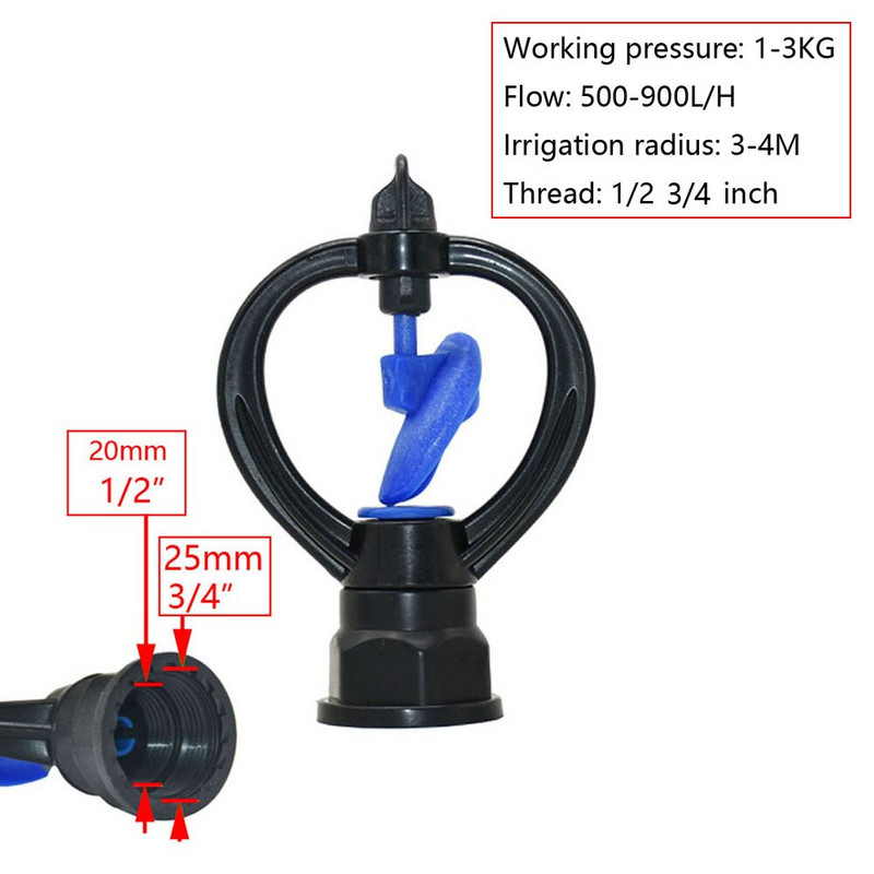 Градинска 360-градусова автоматична въртяща се водна пръскачка с опора Водни пръскачки за напояване на градински тревни площи Градински инструменти