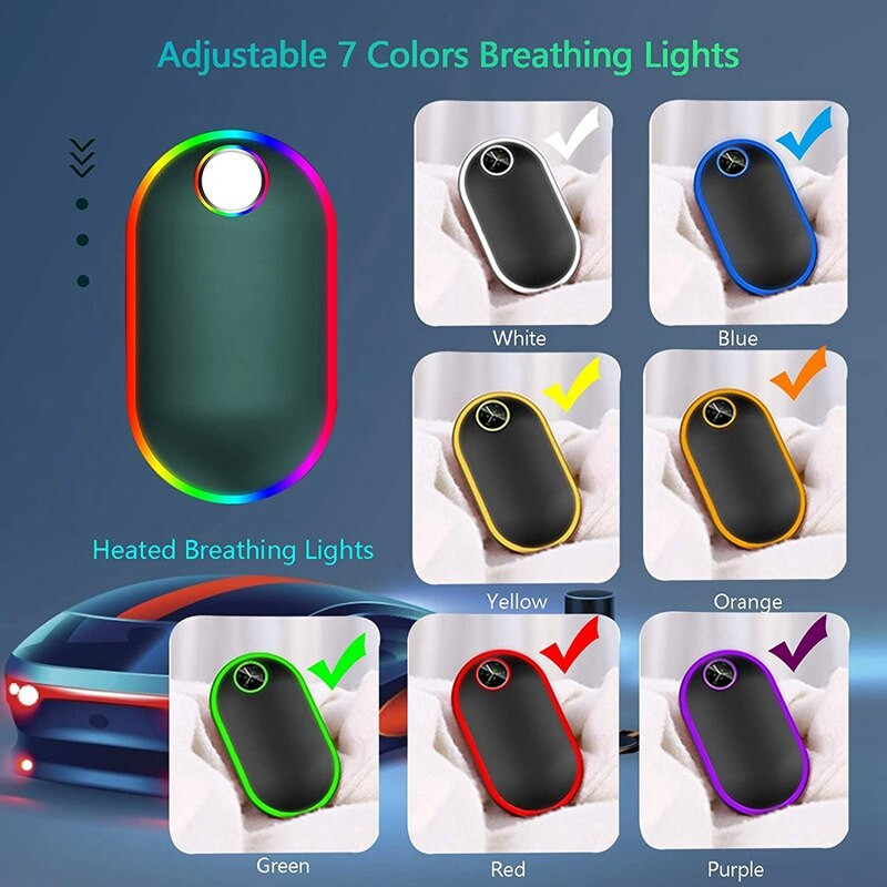 10000 Mah луминесцентни електрически нагреватели за ръце, акумулаторни, преносими USB нагреватели за ръце за многократна употреба, двустранно отопление