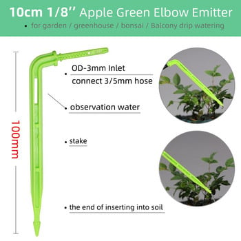 MUCIAKIE 50PCS Green Bend Arrow Dripper Micro Drip Irrigation Kit Watering Saving Emitters for 3/5mm Hose Garden Bonsai